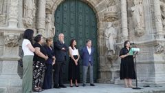 Autoridades y representantes del equipo de restauracin en el acto de inauguracin del pasado jueves, 14 de agosto