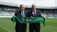 Ansede y Ortega durante la presentaci�n del partido patrocinado por Prace. 