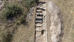 �rea excavada hasta ahora. Una vista tomada con dron de la parcela excavada en Proendos, que duplicar� su extensi�n con las excavaciones que se realizar�n en diciembre