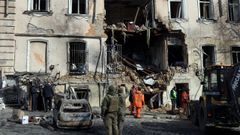Un edificio del barrio ucraniano de Yevreyska, en Odessa, destrozado tras un ataque de drones rusos en el pasado mes de marzo.