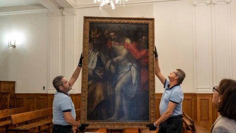 Recepci�n del cuadro �Cristo presentado al pueblo��en la capilla del Edificio Hist�rico de la Universidad de Oviedo tras su restauraci�n en el Museo del Prado