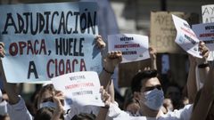 Participantes en la manifestacin contra el sistema de eleccin de plazas de formacin sanitaria especializada el pasado martes en Madrid