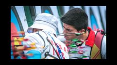 El pont�s Miguel Alvari�o comprueba la diana durante la Copa del Mundo de Shangh�i