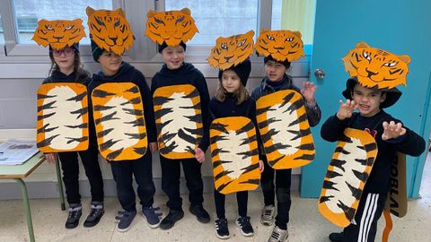 Os alumnos homenaxearon varias especies animais en perigo de extinci�n, como o tigre