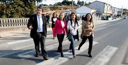 Carlos Negreira, Ana Pastor, Beatriz Mato y Bel�n do Campo, en Pocomaco, donde se reunieron con empresarios.