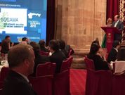 Dom�nguez Lino intervino tras recoger el premio en Oviedo.