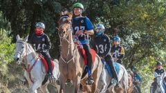 El jienete de Baralla, en primer plano, en el campeonato de Espa�a disputado en Barcelona.