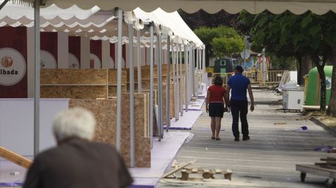 Instalación de las casetas del festival, en una imagen de archivo