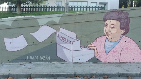 Mural de Emilia Pardo Baz�n nun centro educativo da �rea coru�esa.