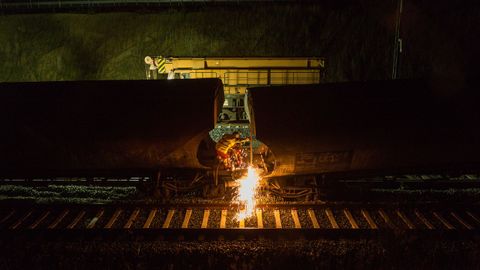 Descarrilamiento de un tren de mercancas en Taboadela