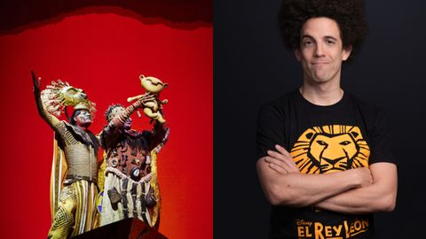 Antonio Curros interpreta a Tim&oacute;n en el musical de &laquo;El rey Le&oacute;n&raquo; en Madrid.