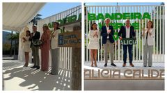 La alcaldesa de Narn, Marin Ferreiro, y el de San Sadurnio, Secundino Garca Casal, recogiendo sus Bandeiras Verdes