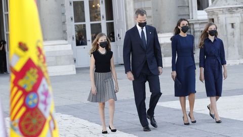 La familia real durante el acto de homenaje a las vctimas del covid-19, en julio del 2020