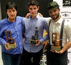 Ramos, a la izquierda, con los otros gallegos triunfadores.