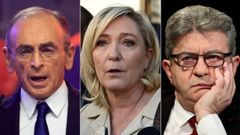 Eric Zemmour, Marine Le Pen y Jean-Luc Mlenchon