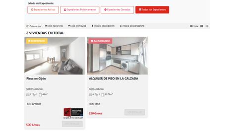 Anuncios publicados en la web municipal del programa de alquiler