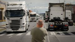 Los transportistas�protestan en A Coru�a