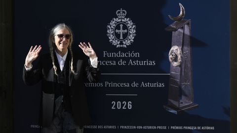 La cantante y escritora estadounidense Patti Smith, galardonada con el Premio Princesa de Asturias de las Artes 2026, este domingo en Oviedo, donde participar� en la ceremonia de entrega de los Premios Princesa 2026 el pr�ximo viernes
