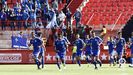 Los jugadores del Oviedo celebran el 1-1