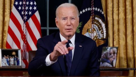 Joe Biden durante su discurso desde el Despacho Oval