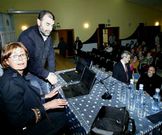 Carme Ad�n y Fernando Blanco antes de que empezase el acto.