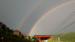 Los arcoiris le hacen el pasillo a Miguel a su paso por Asturias