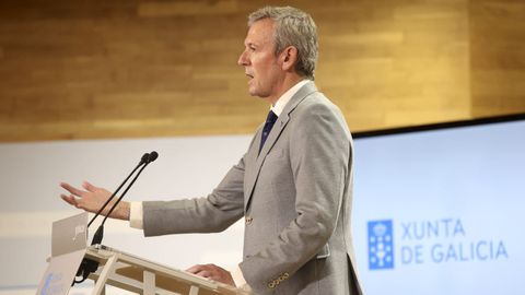 El presidente de la Xunta, Alfonson Rueda, en la presentación de los presupuestos del 2026.