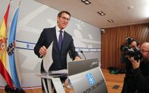 Alberto N��ez Feijoo, en su comparecencia de ayer tras el Consello de la Xunta. 