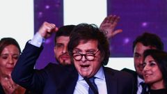 Milei, la noche del domingo, en su discurso tras los resultados electorales en Argentina.