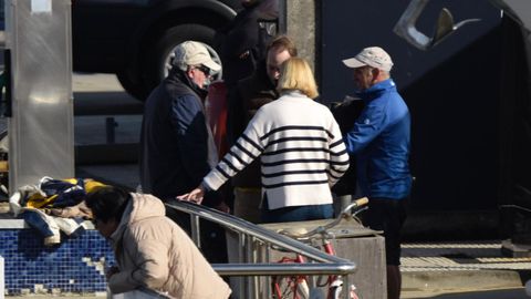 Juan Carlos I, en el puerto deportivo de Sanxenxo este sbado