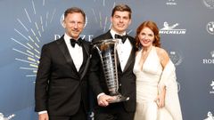 Christian Horner, Max Verstappen yGeri Halliwell.Christian Horner, jefe del equipo Red Bull de Frmula 1, y su mujer Geri Halliwell con Max Verstappen