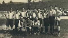 Imagen de la plantilla del Treviense en el 1931 que aparece en los cr�ditos iniciales de la pel�cula  La bola negra 