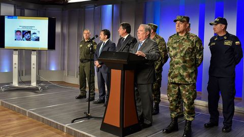 El ministro de Defensa de Colombia, Guillermo Botero, durante la rueda de prensa en la que ofreci� detalles sobre el atentado