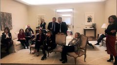 Imagen de los ministros tomada por Meritxell Batet mientras observaban la comparecencia de Pedro S�nchez