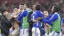 Incidentes tras el derbi asturiano de la jornada 36 de LaLiga SmartBank de fútbol que Sporting de Gijón y Real Oviedo jugaron hoy sábado en El Molinón