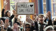 Protestas en Madrid contra la visita de Javier Milei.