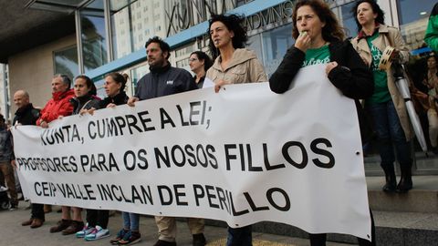 perillo.Imagen de una concentracin de las madres y padres del ANPA Valle Incln de Oleiros