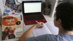 Un alumno, estudiando con una pantalla del programa Abalar.
