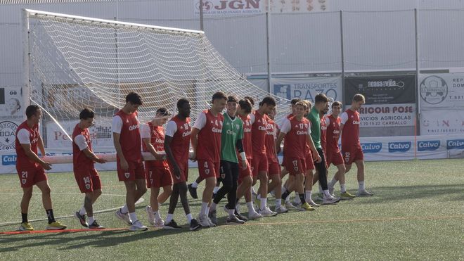 Imagen de un entrenamiento del Berganti�os en esta temporada