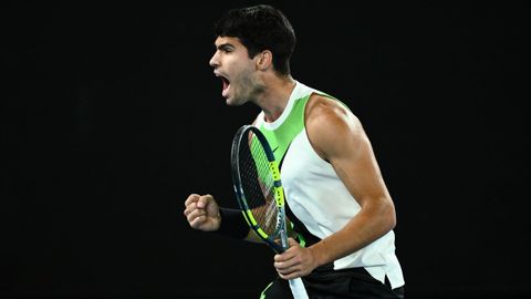 Alcaraz, celebrando un punto durante el encuentro