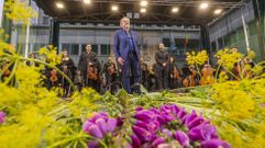 Sergio Moure, en el estreno de la pieza, en su pregn del San Xon 2024