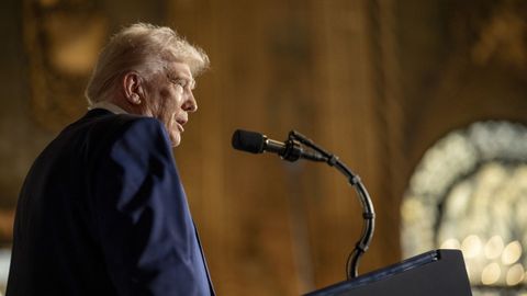 Donald Trump, durante una conferencia en Mar-a-Lago el martes.