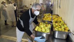 �scar Costas recoge cajas de manzanas con las que se elaborar�n compotas naturales