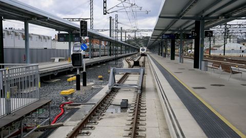 Tramo final de las v�as en su llegada a la nueva estaci�n intermodal de A Coru�a