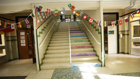 Aulas vacías en el colegio de Celeiro, en Viveiro