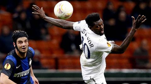 Adebayor, durante el Inter-Tottenham