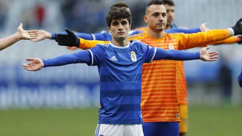 Jorge Mier, el d�a de su debut con el Real Oviedo