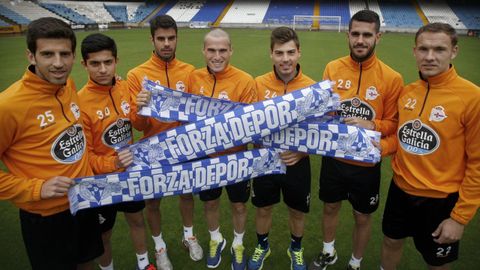 Sete canteir�ns participaron naquel ascenso no 2014. De esquerda a dereita: Juan Carlos, Bicho, Juan Dom�nguez, �lex Berganti�os, Luis Fern�ndez, Insua e Diego Seoane.