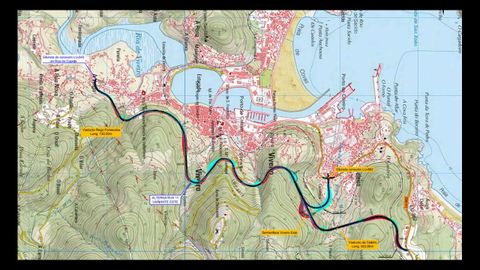 Trazado de la variante presentado este martes, sale de Celeiro, va por detr&aacute;s de Viveiro hasta Magazos