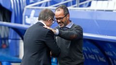 Juan Antonio Anquela y �lvaro Cervera se saludan antes del choque de la temporada pasada